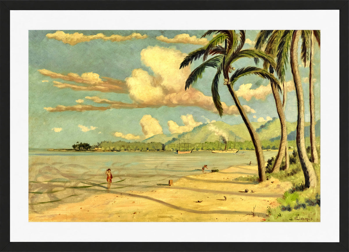 Louis Michel Eilshemius Print, Beach at Apia, Samoa (1905) — black frame