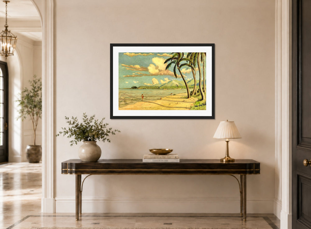 Louis Michel Eilshemius Print, Beach at Apia, Samoa (1905) — hallway