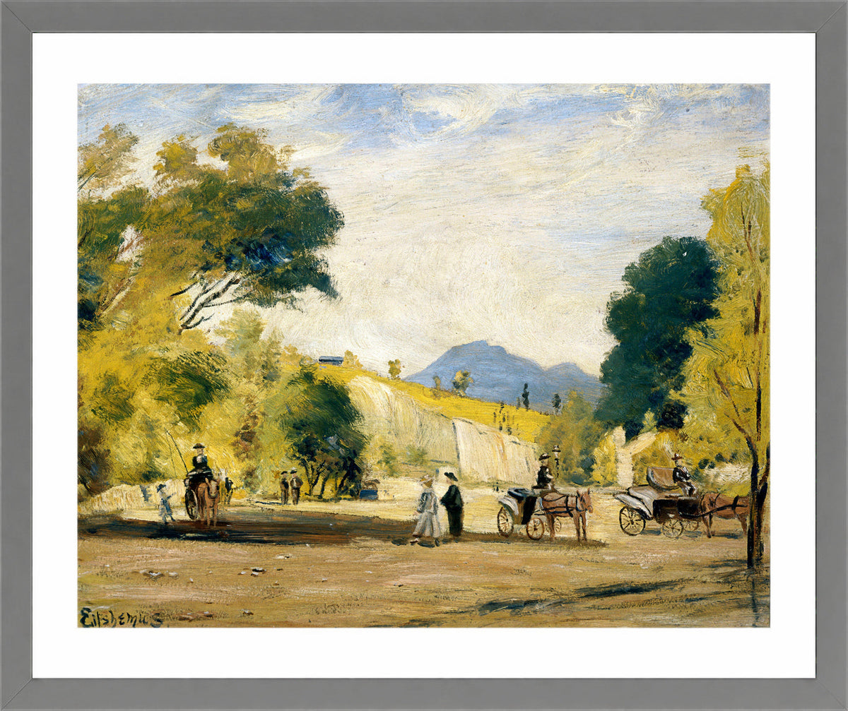 Louis Michel Eilshemius Print, Cabs for Hire — light grey frame