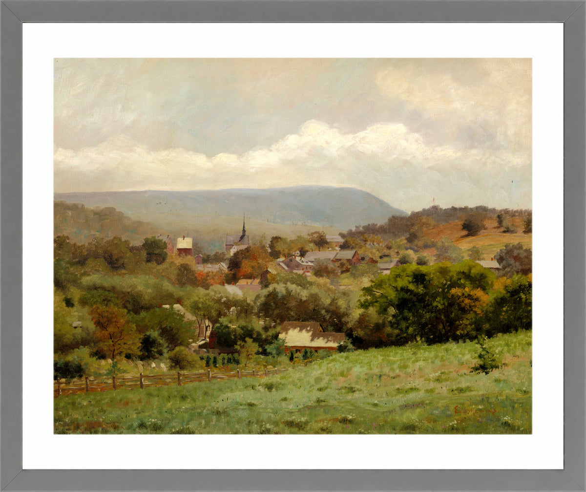 Louis Michel Eilshemius Print, Delaware Water Gap Village (circa 1886) — light grey frame