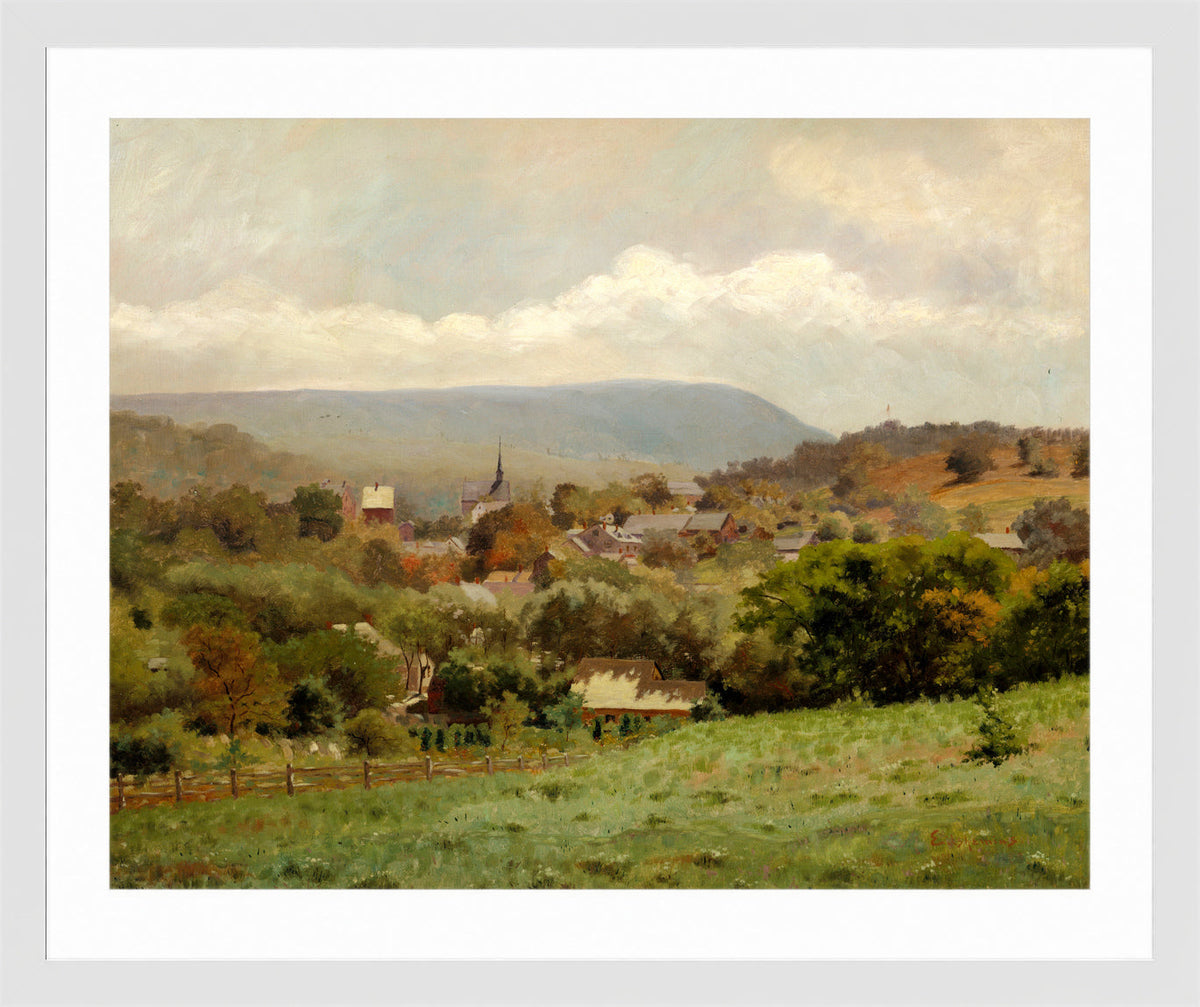 Louis Michel Eilshemius Print, Delaware Water Gap Village (circa 1886) — white frame