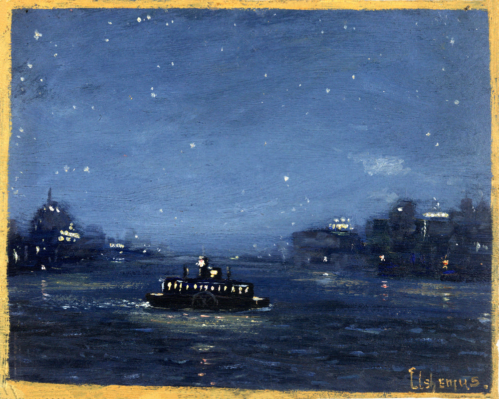 Louis Michel Eilshemius Print, Ferryboat at Night — unframed