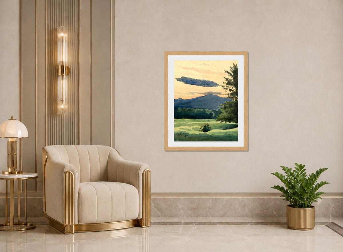 Louis Michel Eilshemius Print, Green Meadow (1891) — art deco roomset
