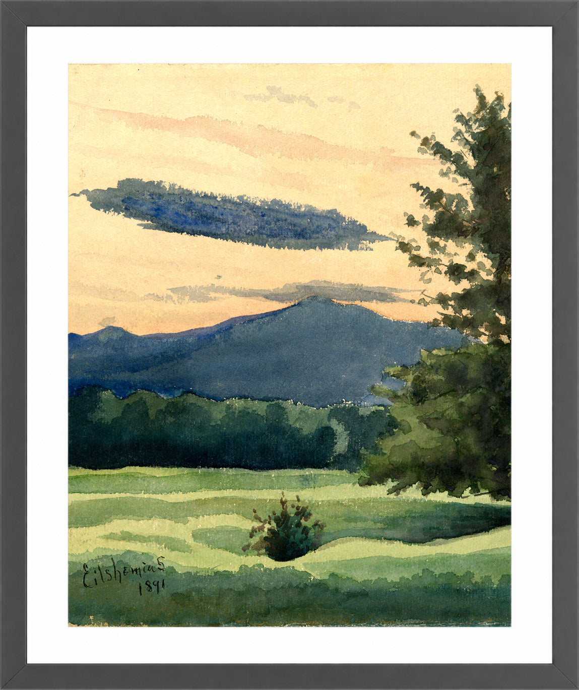 Louis Michel Eilshemius Print, Green Meadow (1891) — dark grey frame