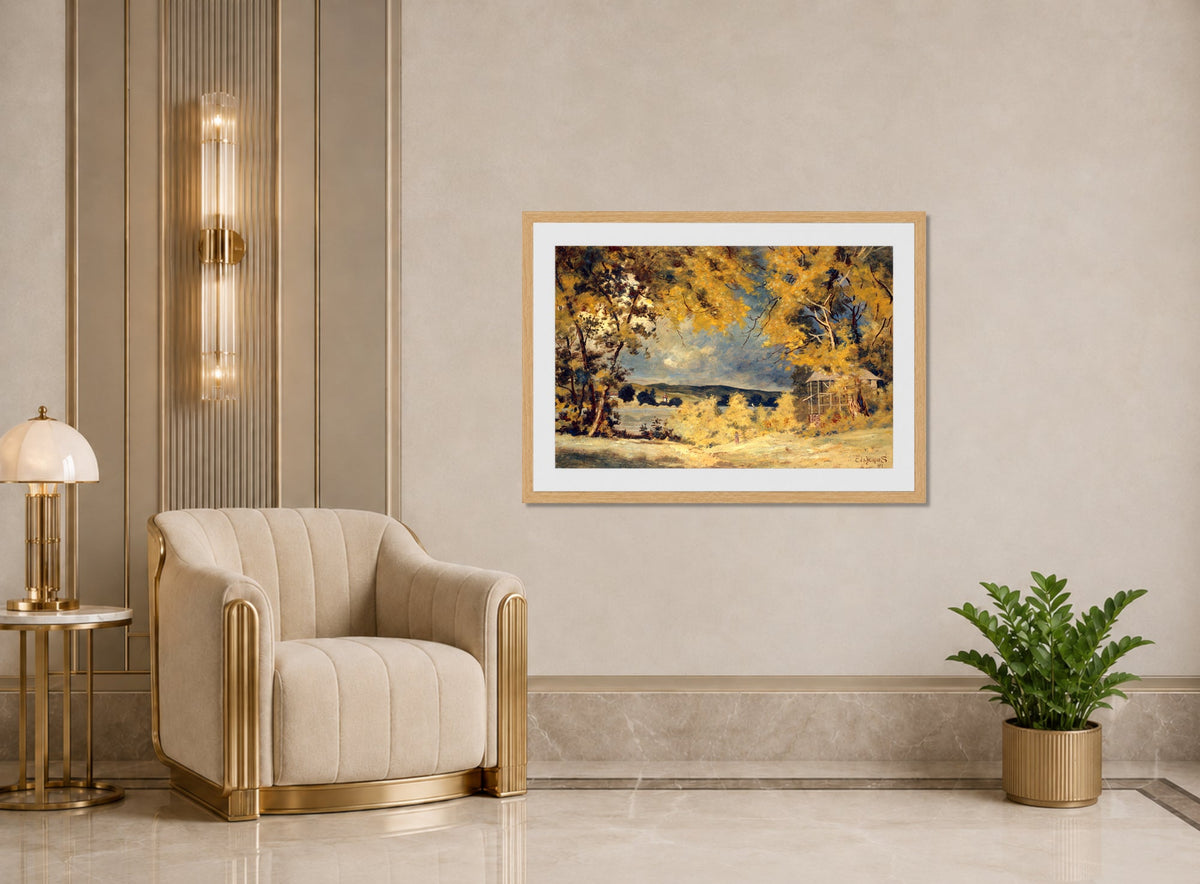 Louis Michel Eilshemius Print, Landscape, Binghamton, New York (1907) — art deco roomset