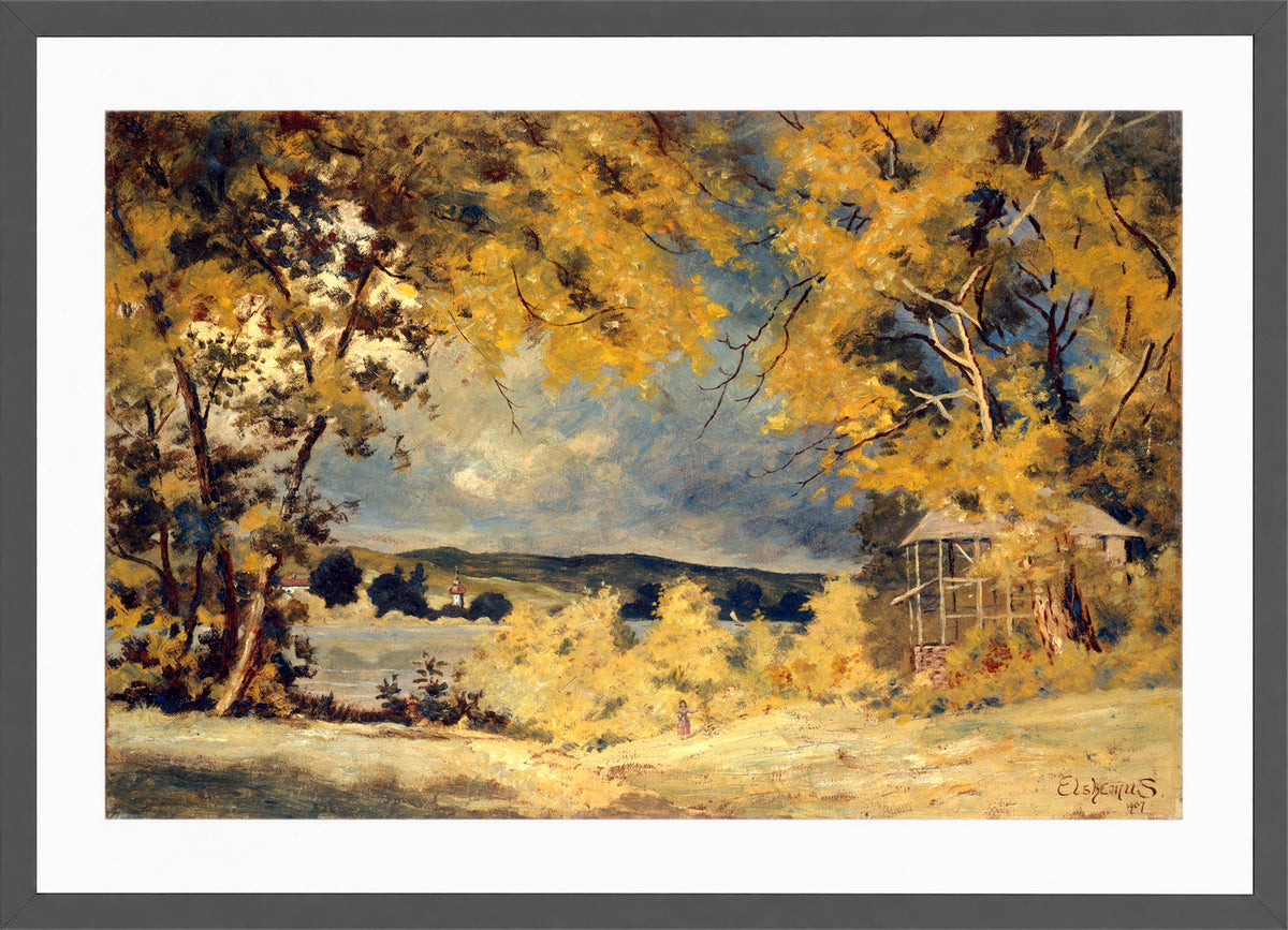 Louis Michel Eilshemius Print, Landscape, Binghamton, New York (1907) — dark grey frame
