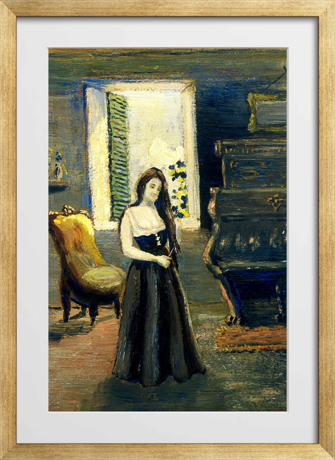 Louis Michel Eilshemius Print, Madge in the Morning — gold frame