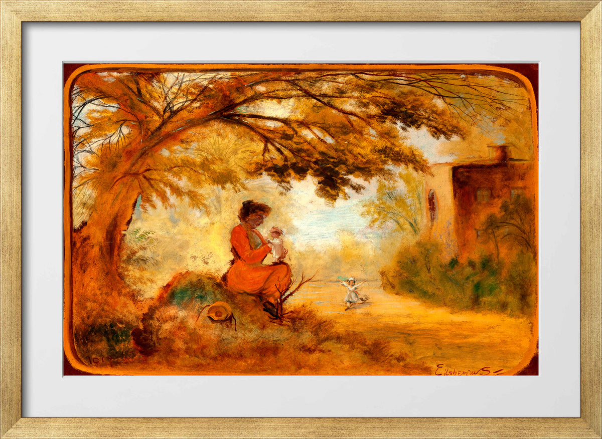 Louis Michel Eilshemius Print, Mother and Children (1917) — gold frame