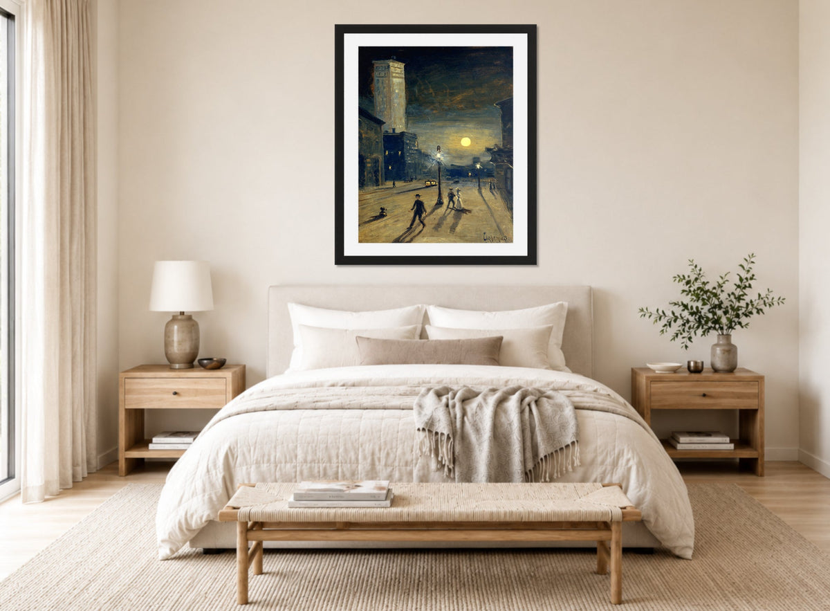 Louis Michel Eilshemius Print, New York at Night (circa 1910) — bedroom