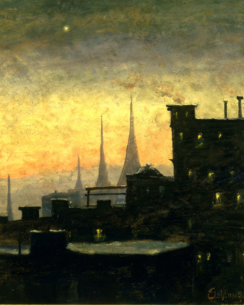 Louis Michel Eilshemius Print, New York Roof Tops — unframed
