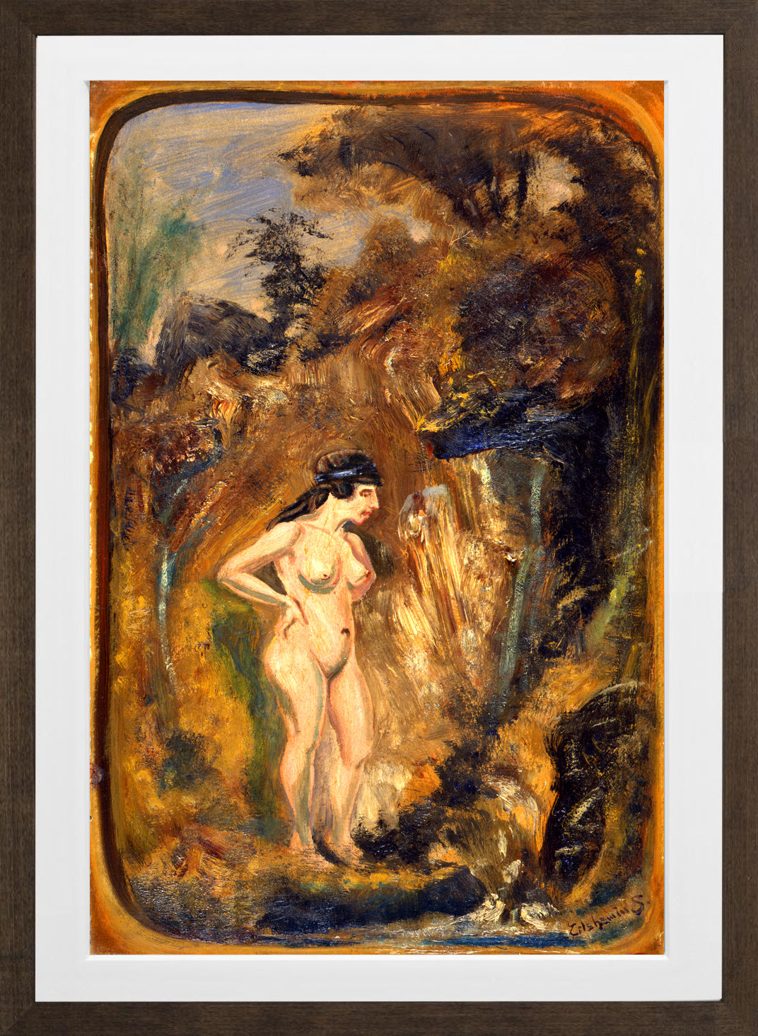 Louis Michel Eilshemius Print, Nude in Forest — brown frame