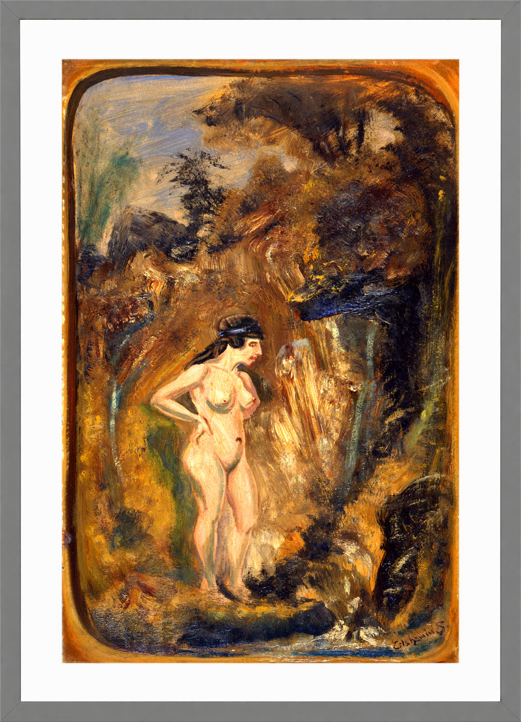 Louis Michel Eilshemius Print, Nude in Forest — light grey frame