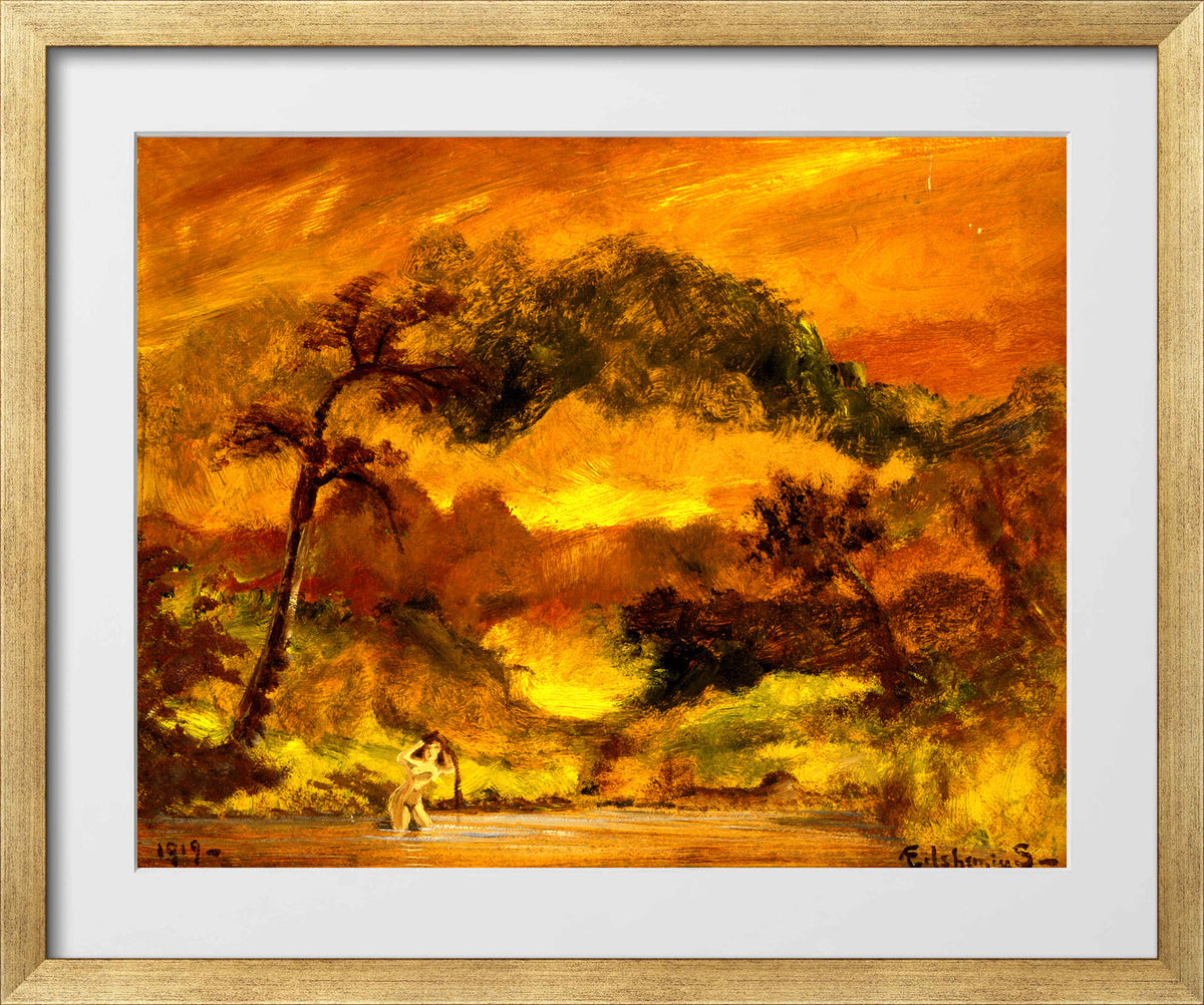 Louis Michel Eilshemius Print, Overhanging Branches (1919) — gold frame
