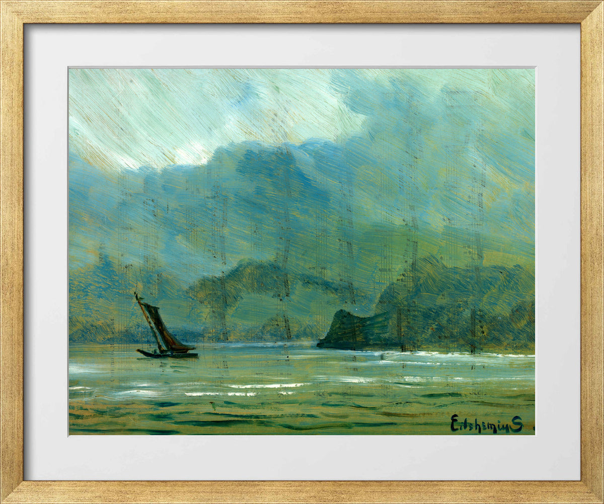 Louis Michel Eilshemius Print, Pale Blue Landscape — gold frame