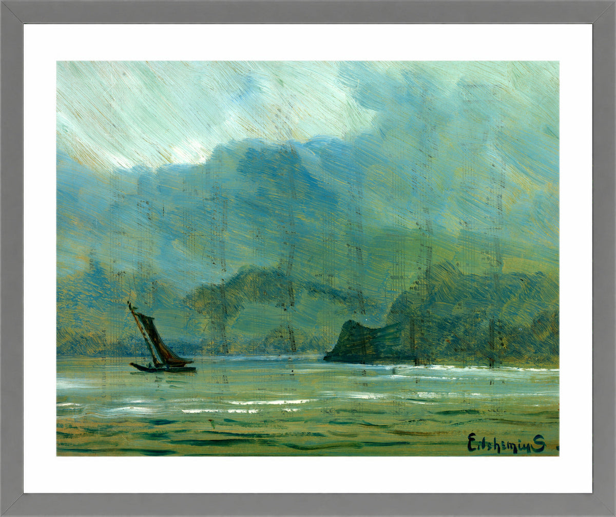 Louis Michel Eilshemius Print, Pale Blue Landscape — light grey frame