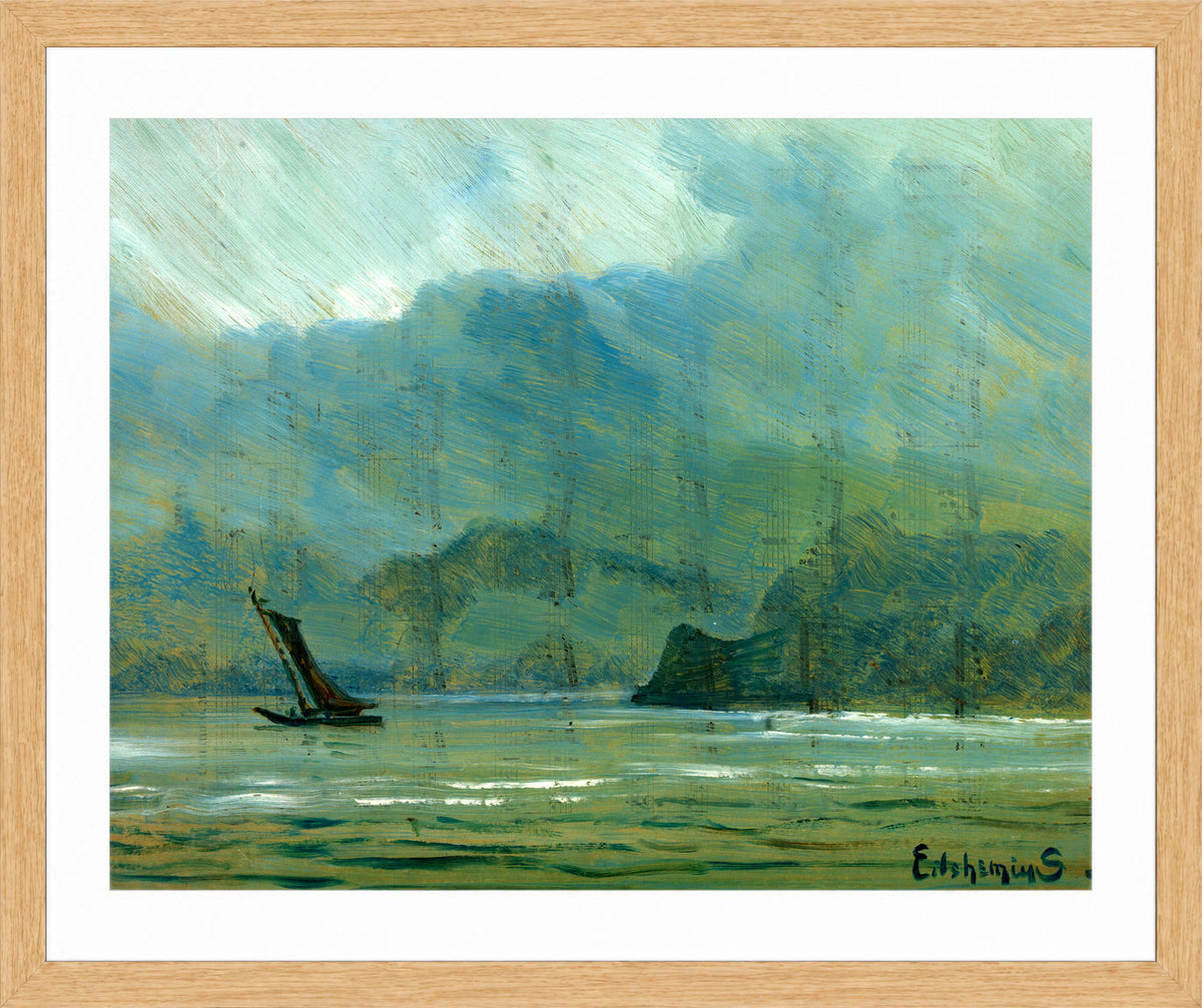 Louis Michel Eilshemius Print, Pale Blue Landscape — oak frame