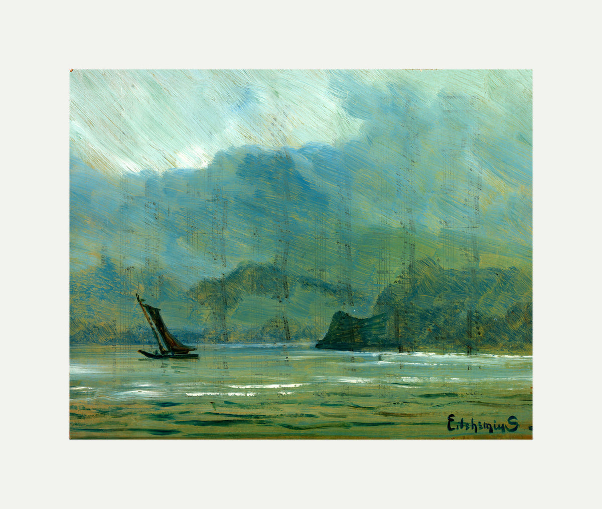 Louis Michel Eilshemius Print, Pale Blue Landscape — rolled canvas