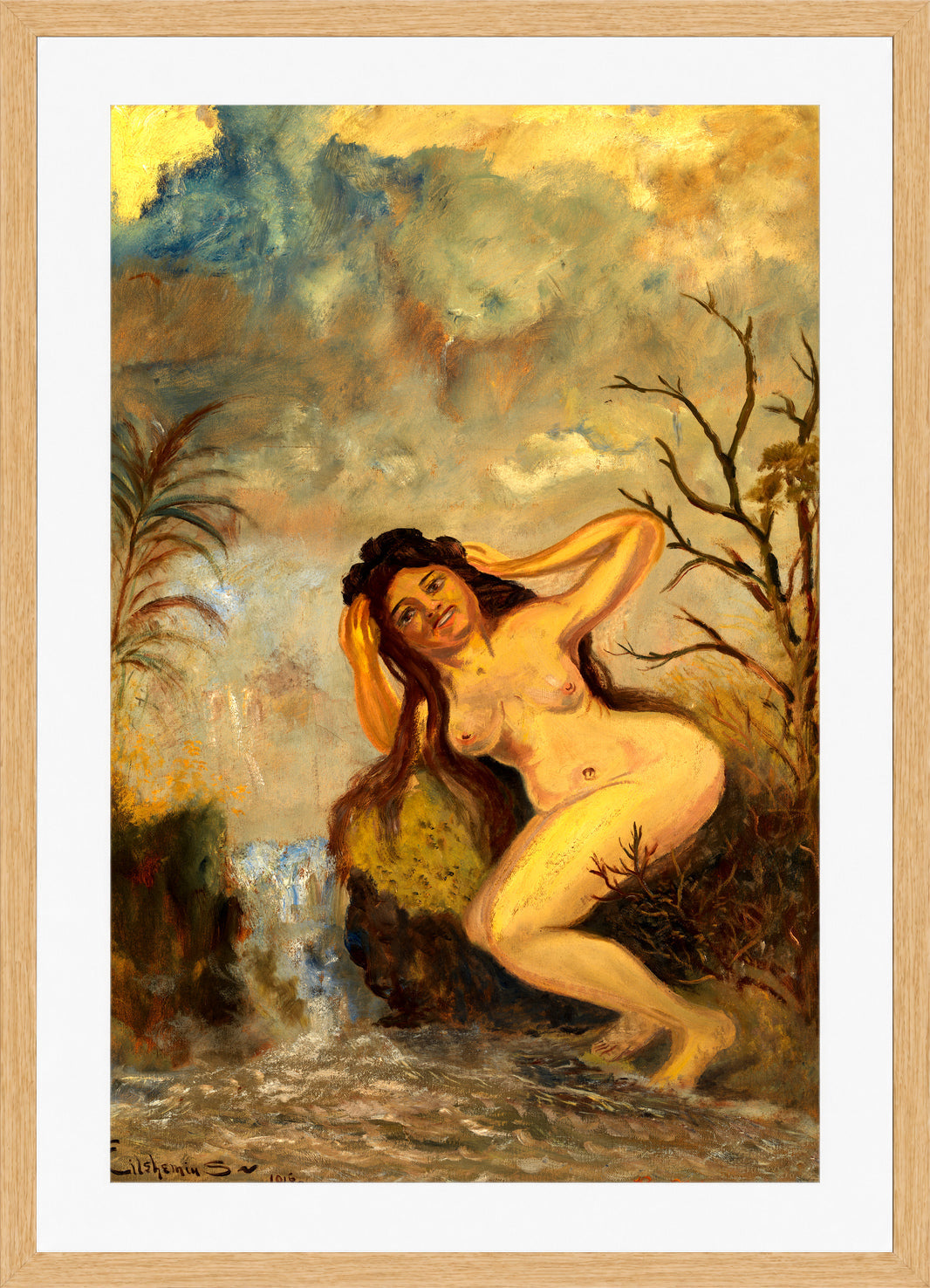 Louis Michel Eilshemius Print, Portrait of Rose Marie — oak frame