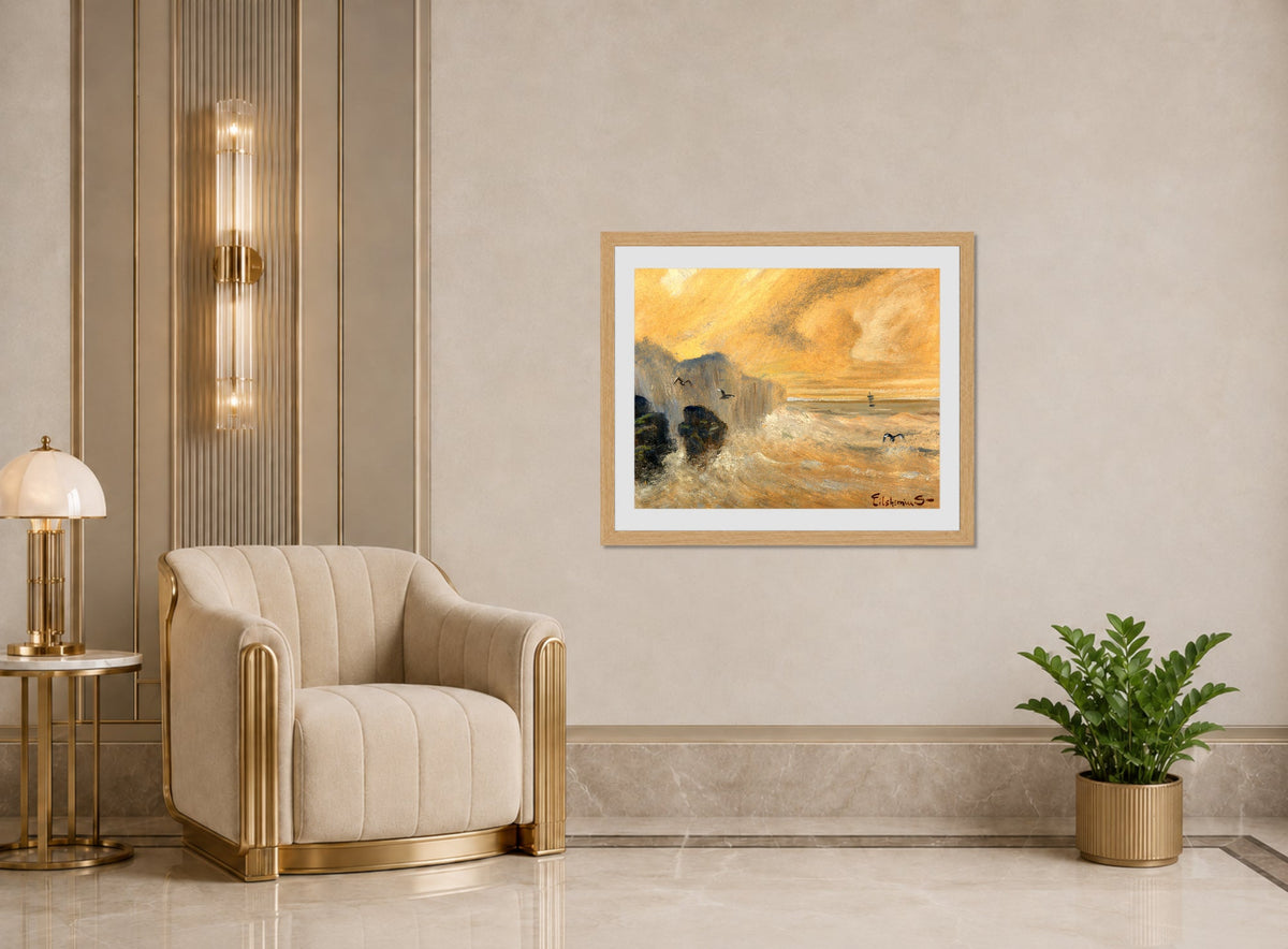 Louis Michel Eilshemius Print, Rocky Seashore — art deco roomset