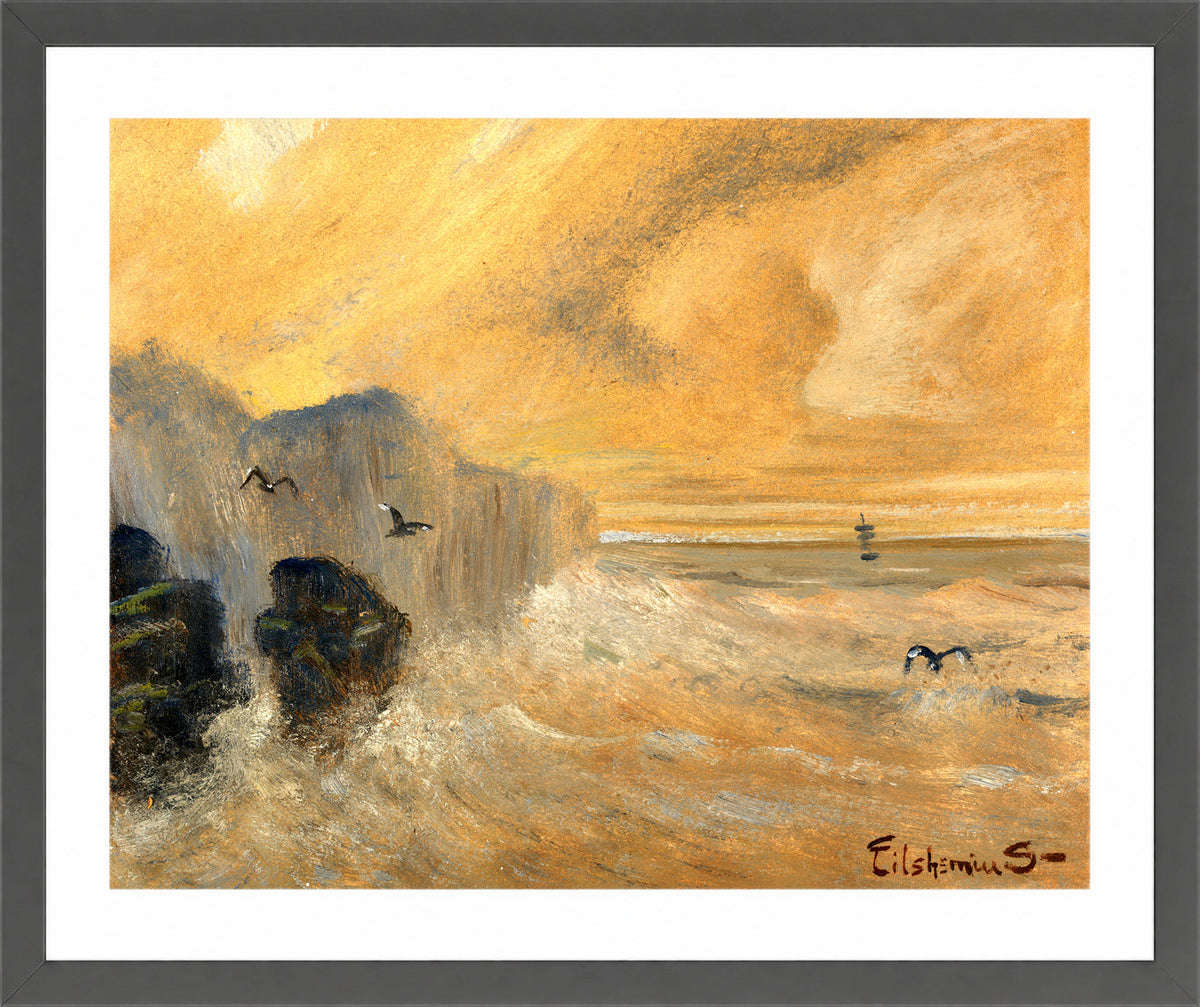 Louis Michel Eilshemius Print, Rocky Seashore — dark grey frame