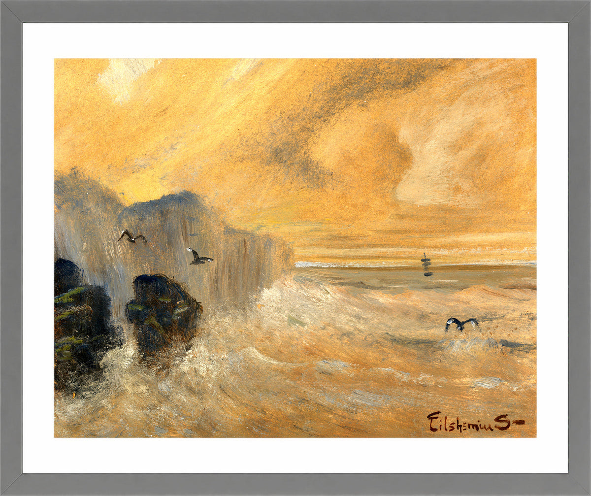 Louis Michel Eilshemius Print, Rocky Seashore — light grey frame