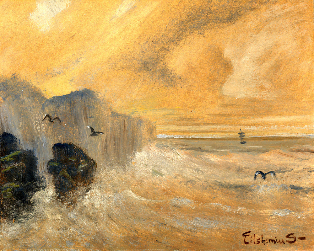 Louis Michel Eilshemius Print, Rocky Seashore — unframed