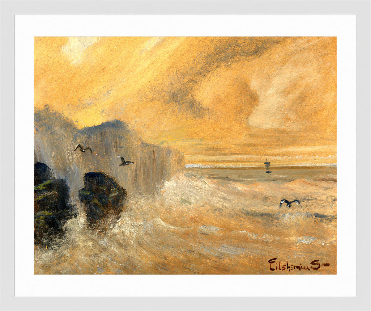 Louis Michel Eilshemius Print, Rocky Seashore — white frame