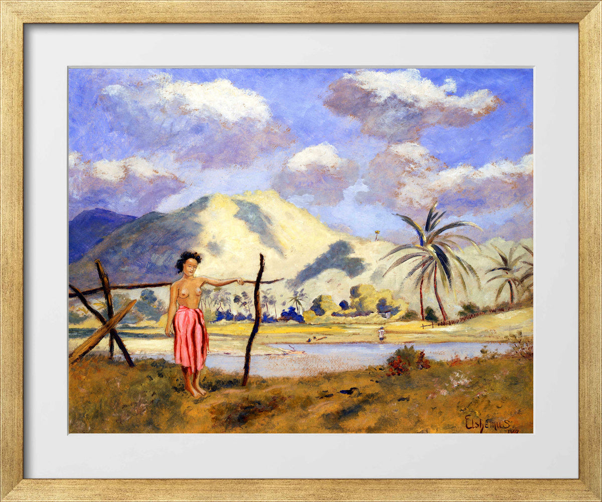 Louis Michel Eilshemius Print, Samoa — gold frame