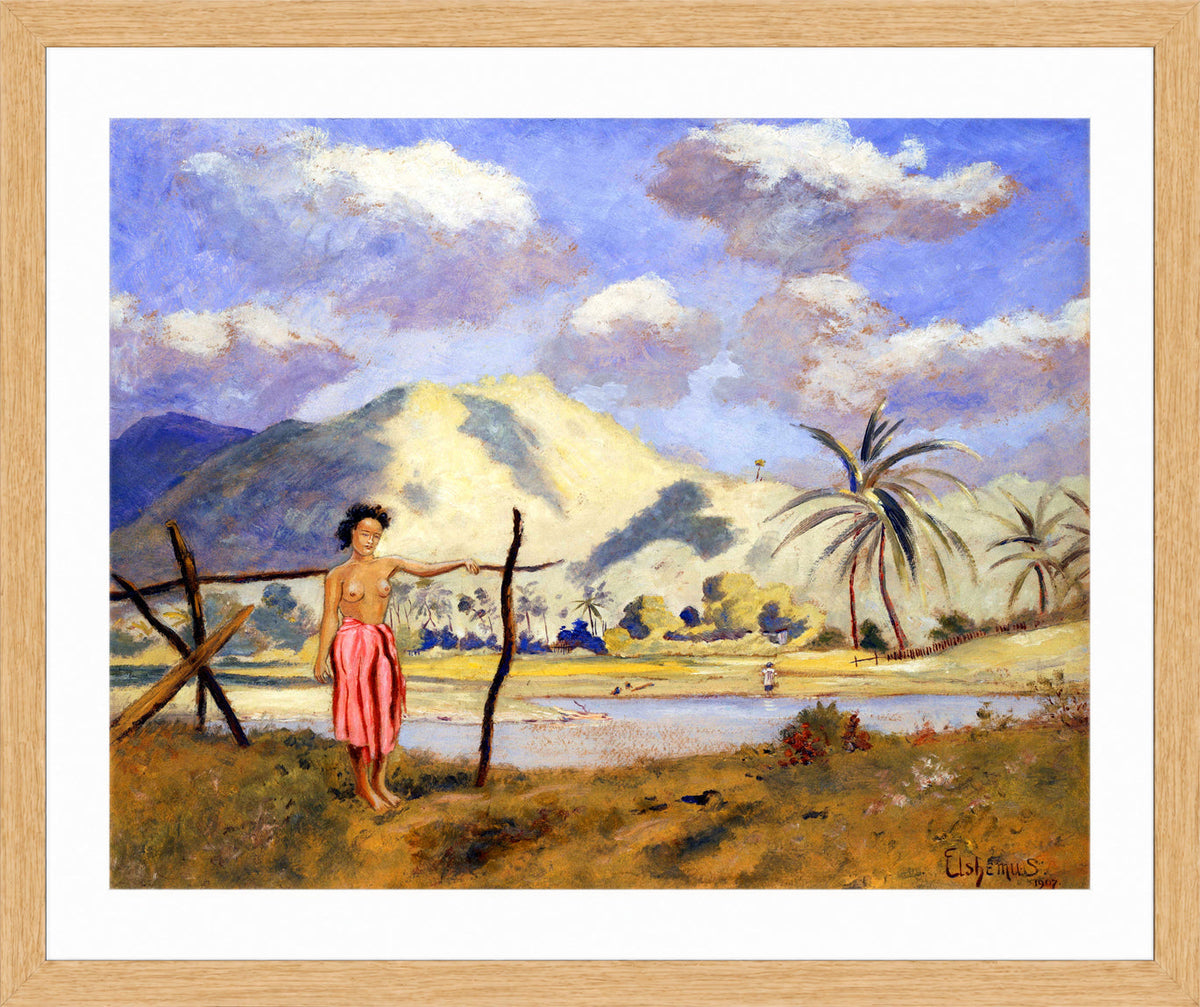 Louis Michel Eilshemius Print, Samoa — oak frame
