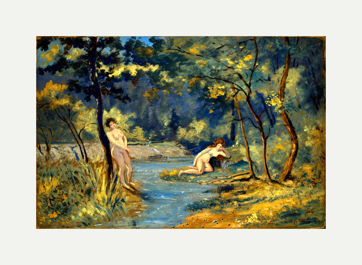 Louis Michel Eilshemius Print, Standing and Reclining Nymphs (1908) — rolled canvas