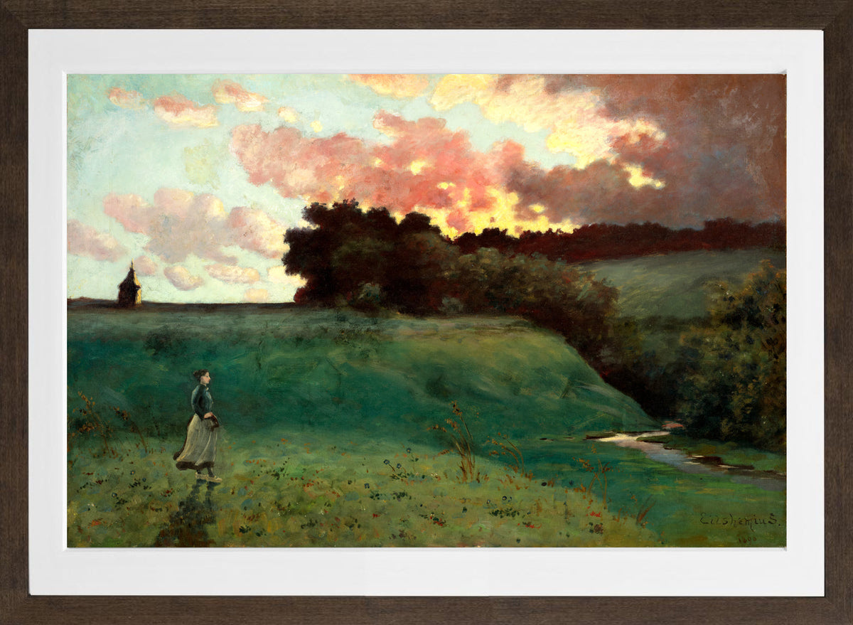 Louis Michel Eilshemius Print, Stormy Landscape (1890) — brown frame