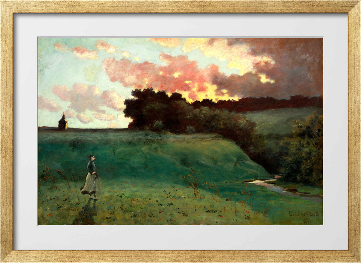Louis Michel Eilshemius Print, Stormy Landscape (1890) — gold frame