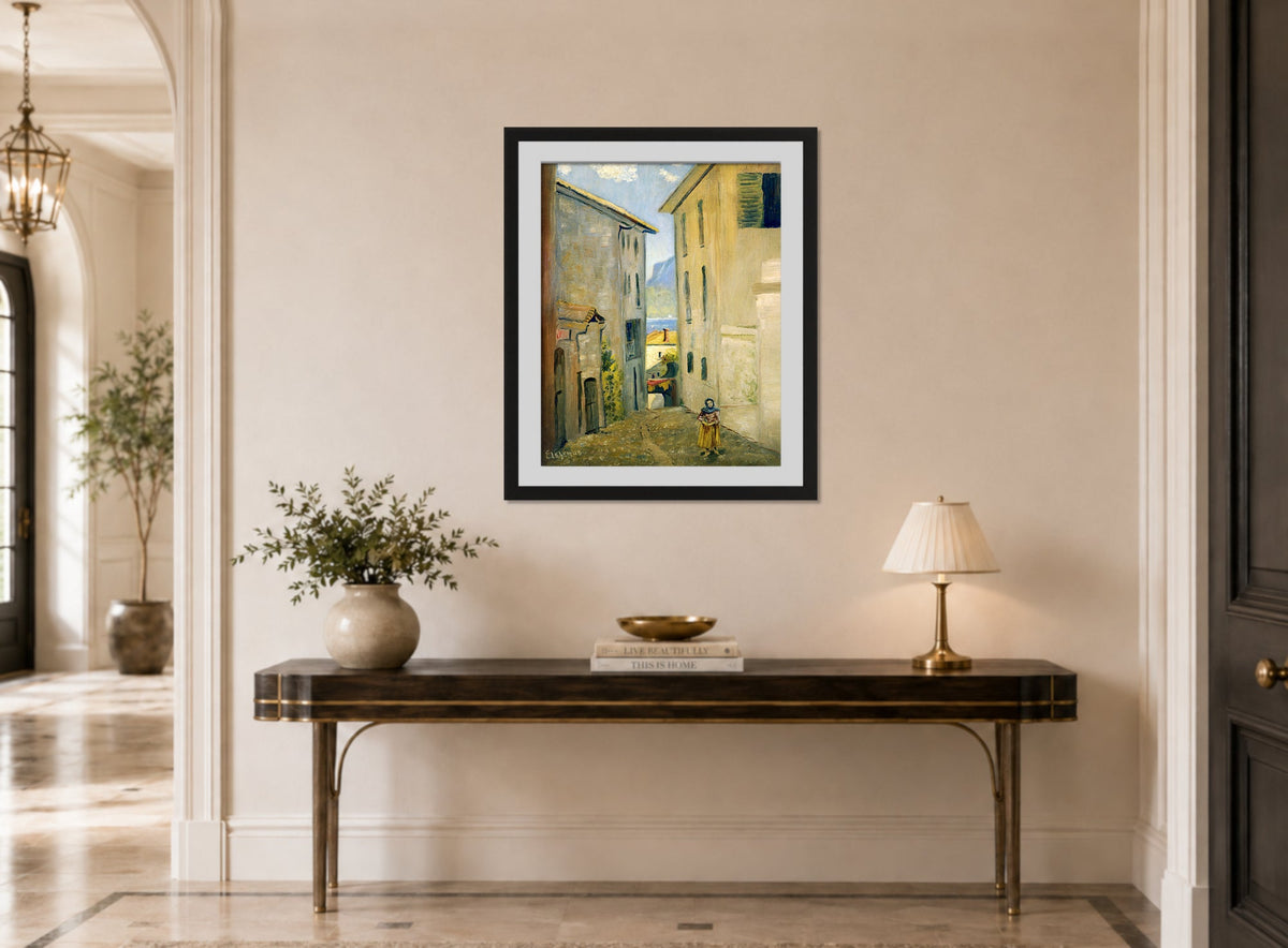 Louis Michel Eilshemius Print, Street in Lugano — hallway