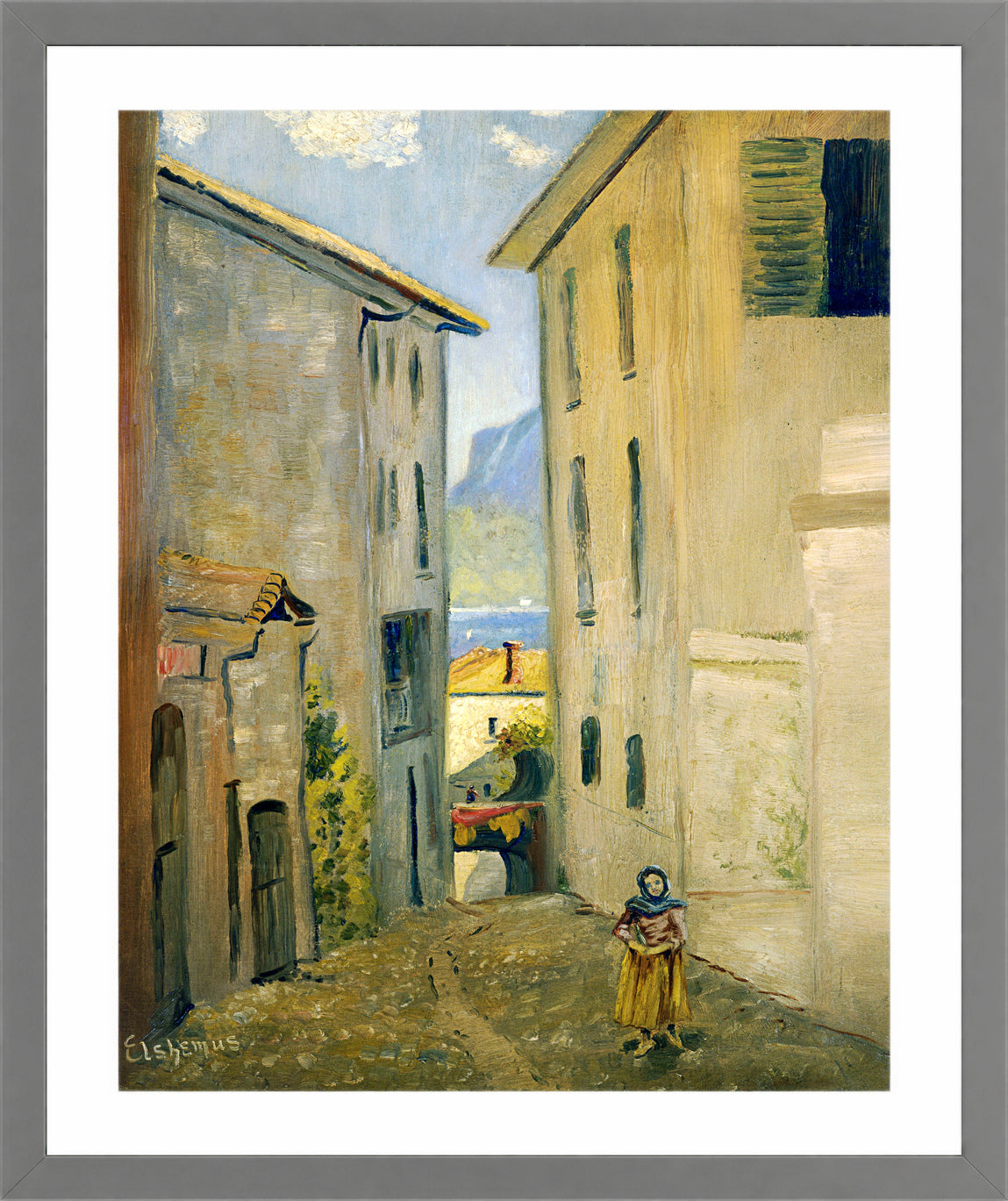 Louis Michel Eilshemius Print, Street in Lugano — light grey frame