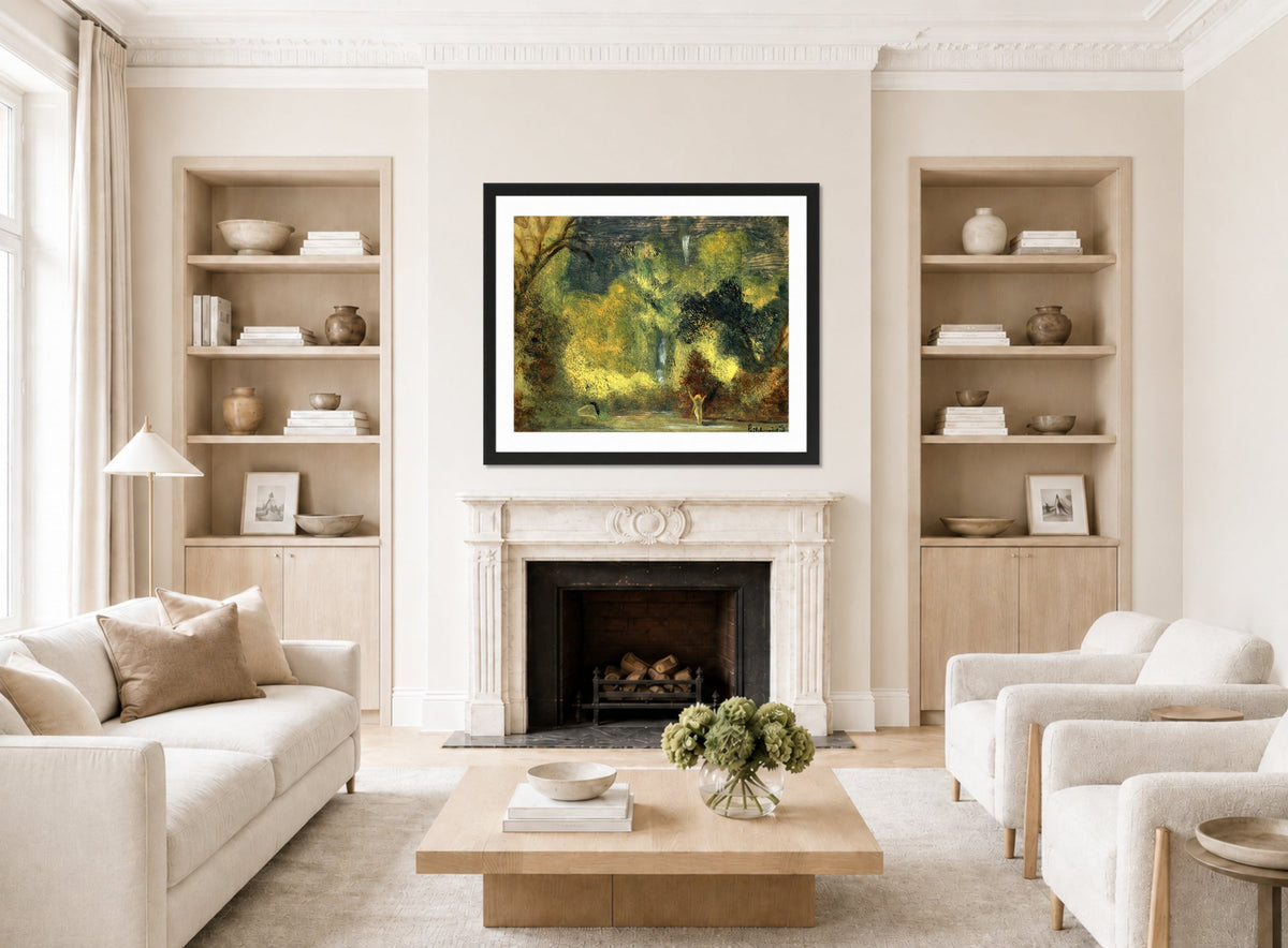 Louis Michel Eilshemius Print, The Pool — living room roomset
