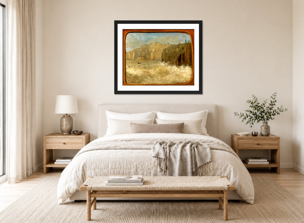 Louis Michel Eilshemius Print, Two Gulls and Cliffs — bedroom