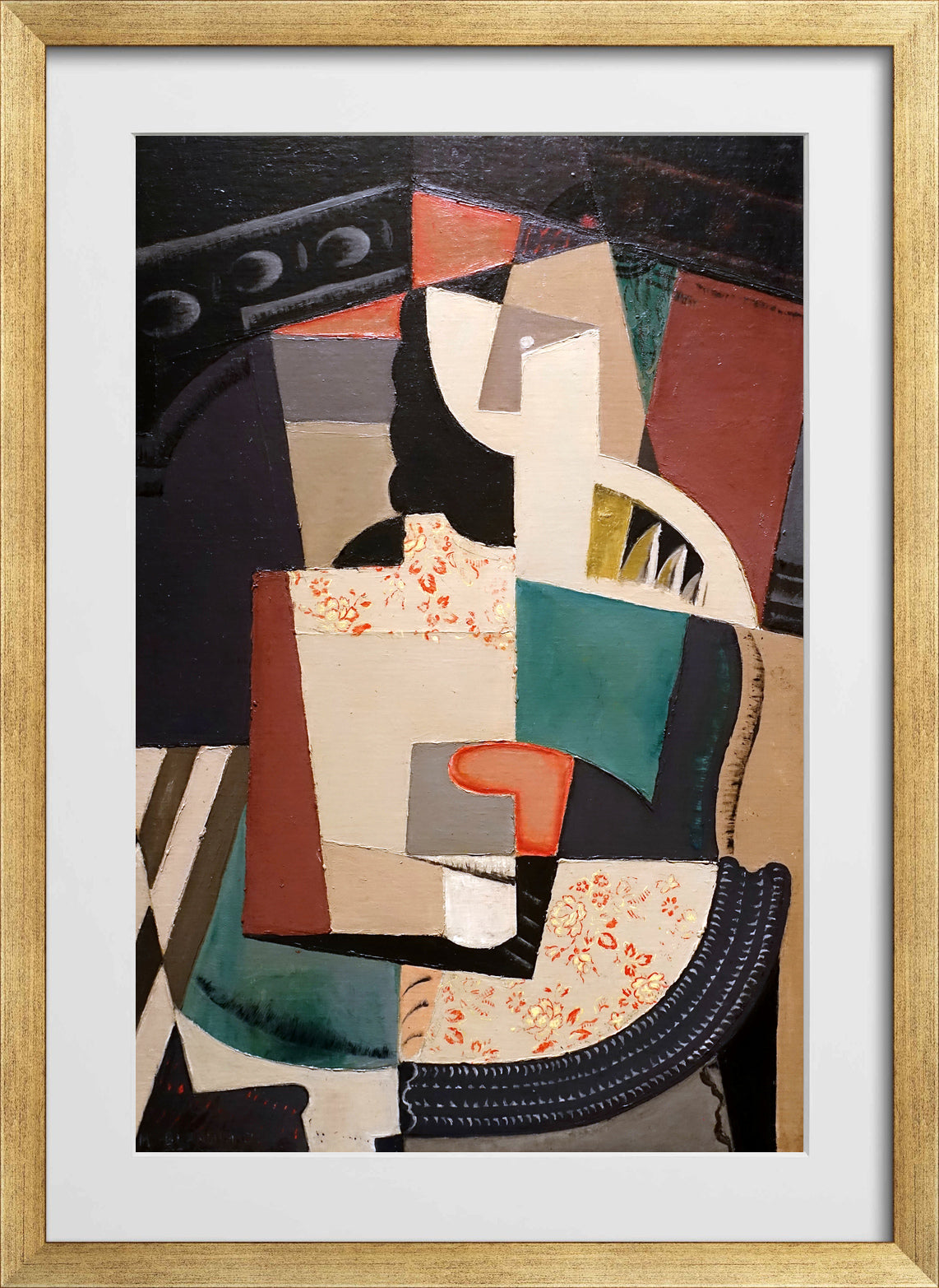 Femme Assise (Seated Woman) by Maria Blanchard — gold frame
