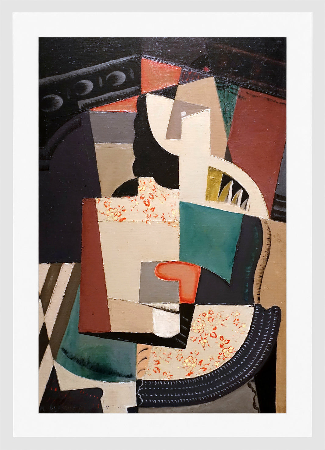 Femme Assise (Seated Woman) by Maria Blanchard — white frame