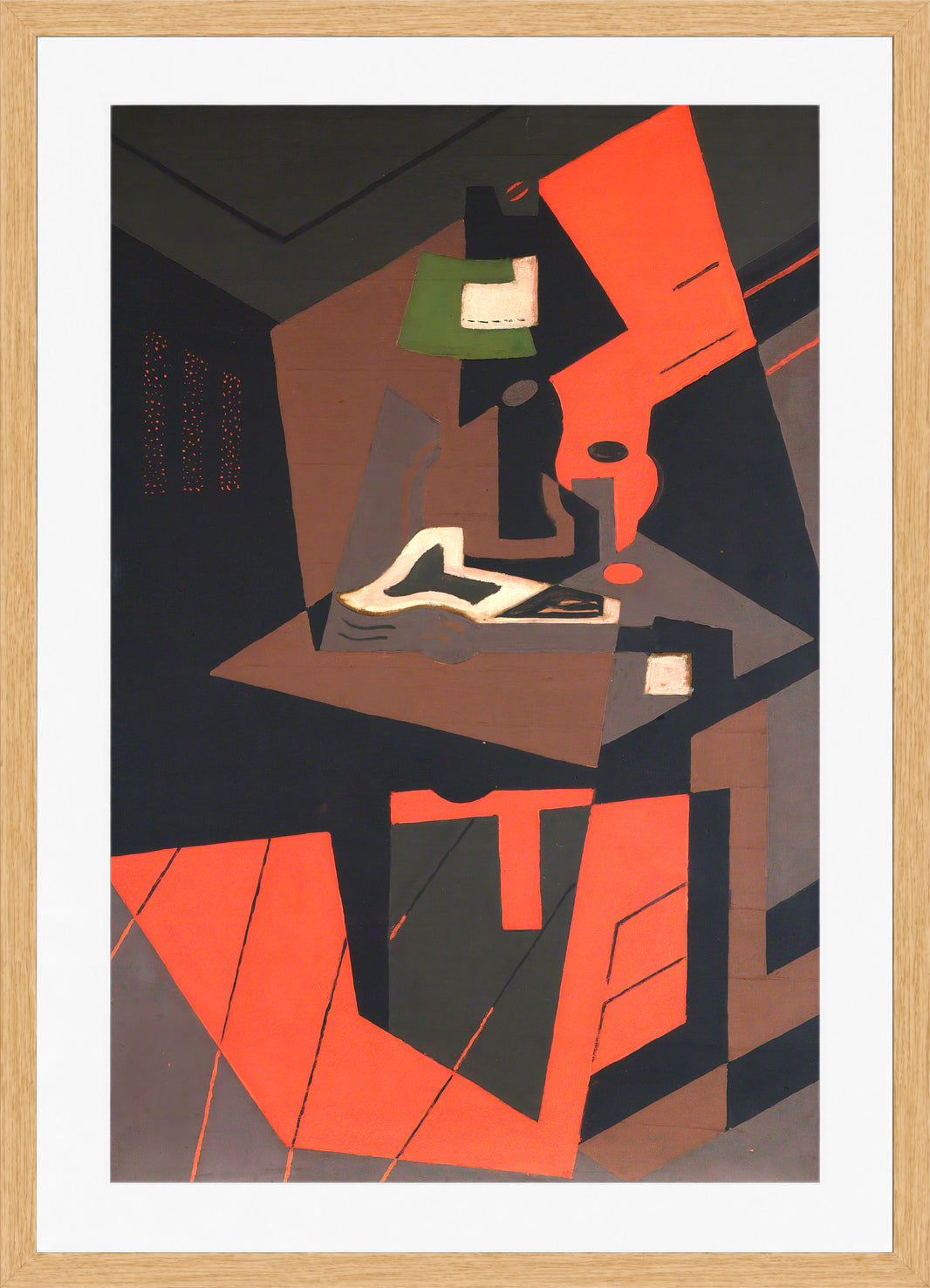 Still Life with Red Lamp (1916–1918) by Maria Blanchard — oak frame