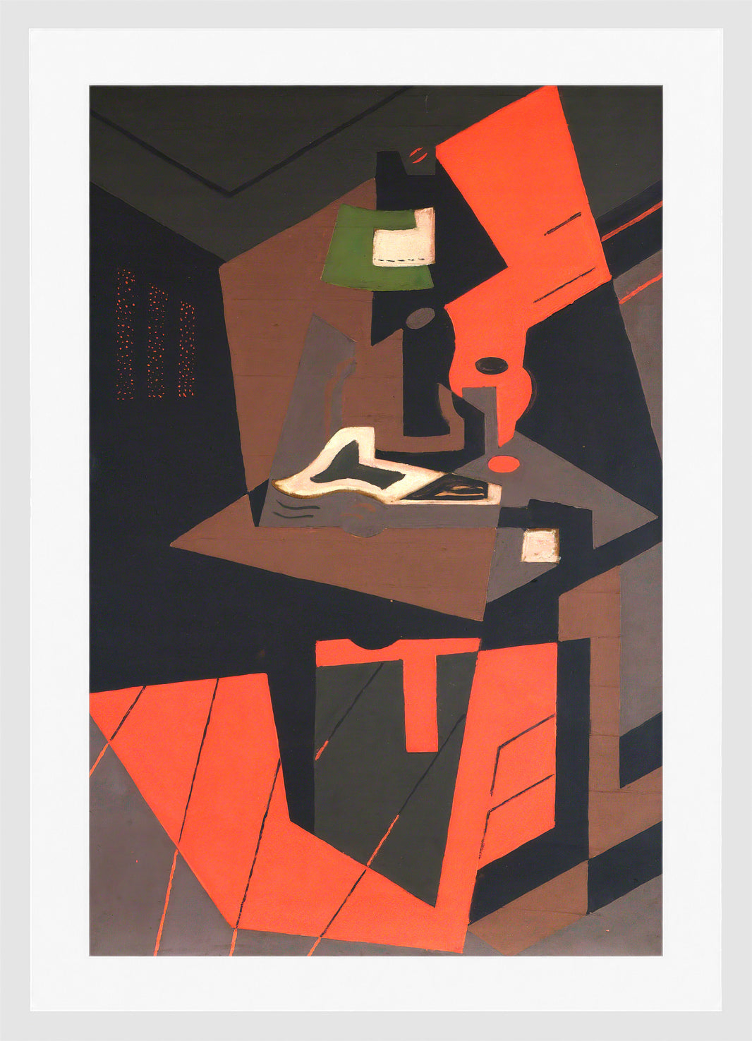 Still Life with Red Lamp (1916–1918) by Maria Blanchard — white frame