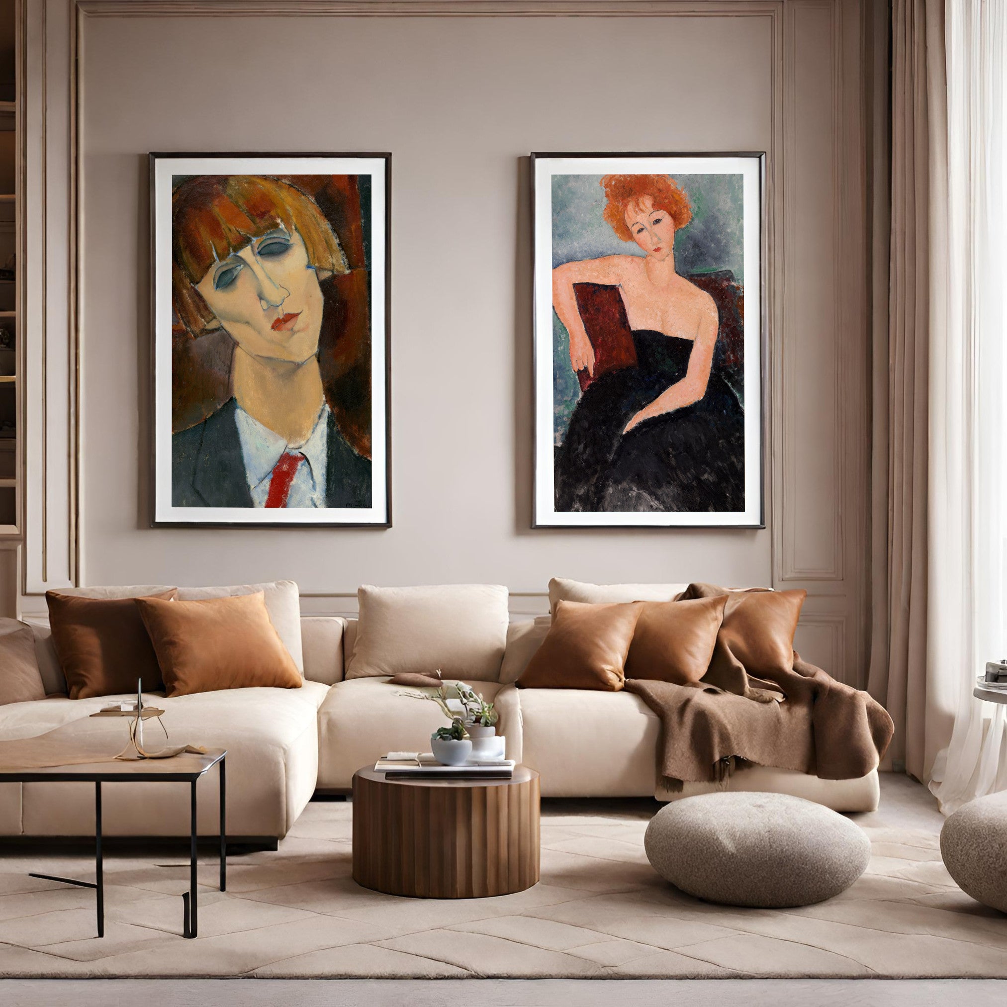 Living room Decor, set of 2 Amedeo Modigliani Prints