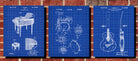 Music Posters, Guitar, Drums, Piano Patent Prints Set 3L