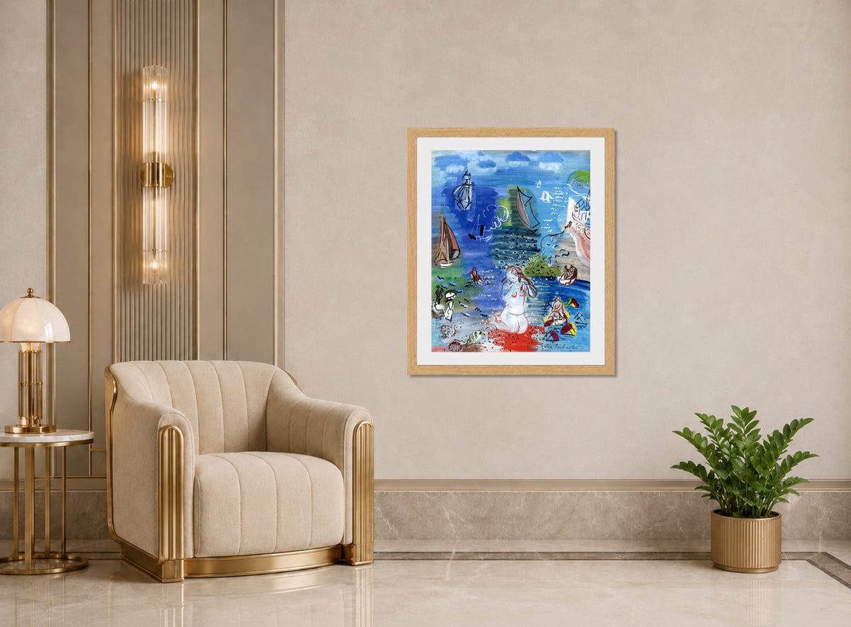Raoul Dufy Print, 004 Amphitrite (1939)_10x8 displayed in an Art Deco interior