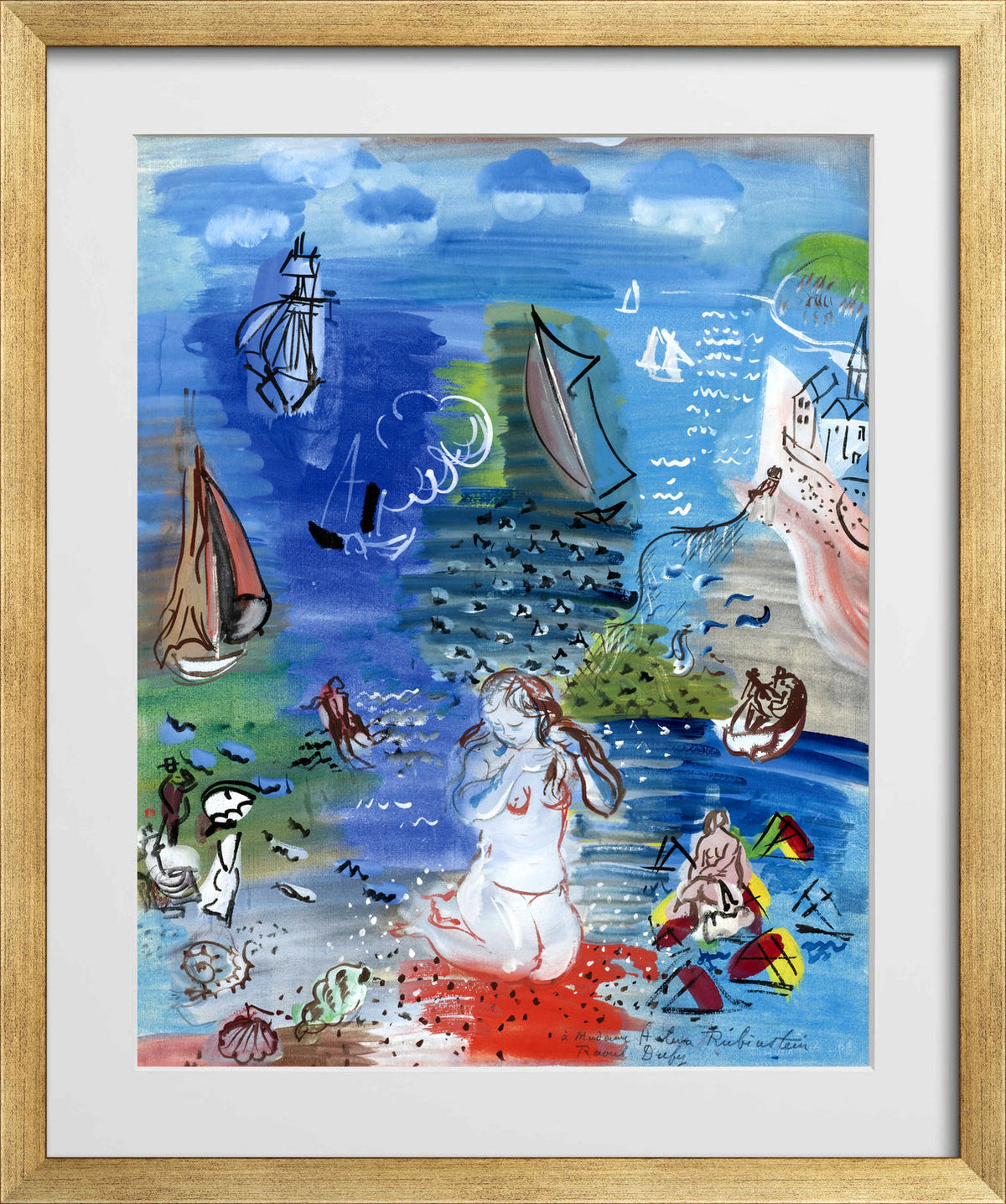 Raoul Dufy Print, 004 Amphitrite (1939)_10x8 in a gold frame
