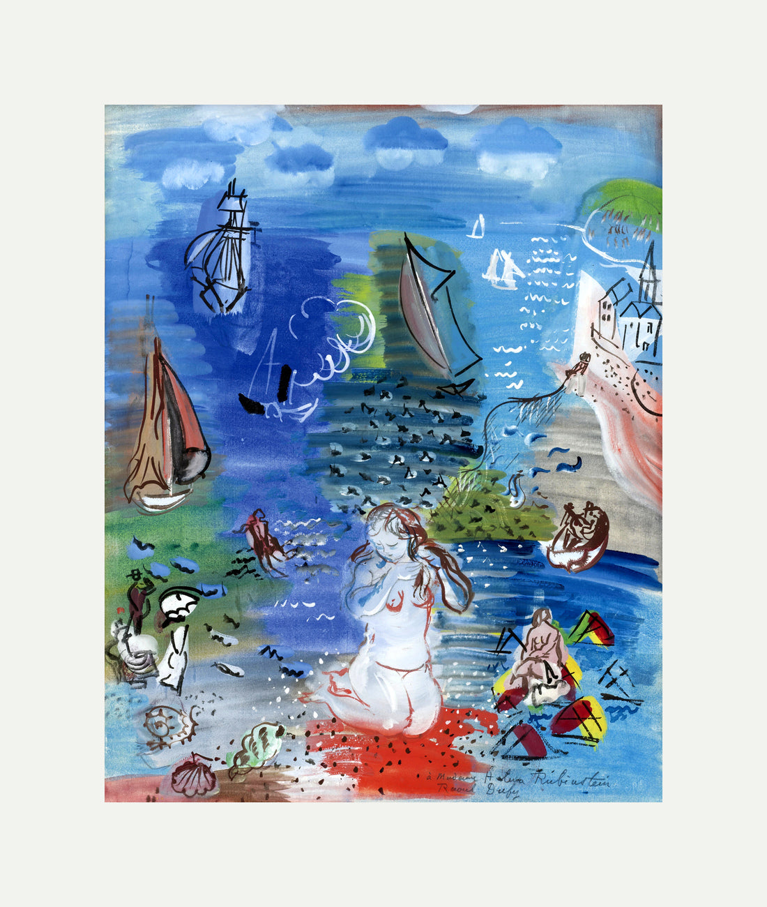 Raoul Dufy Print, 004 Amphitrite (1939)_10x8 with an off-white border for rolled canvas
