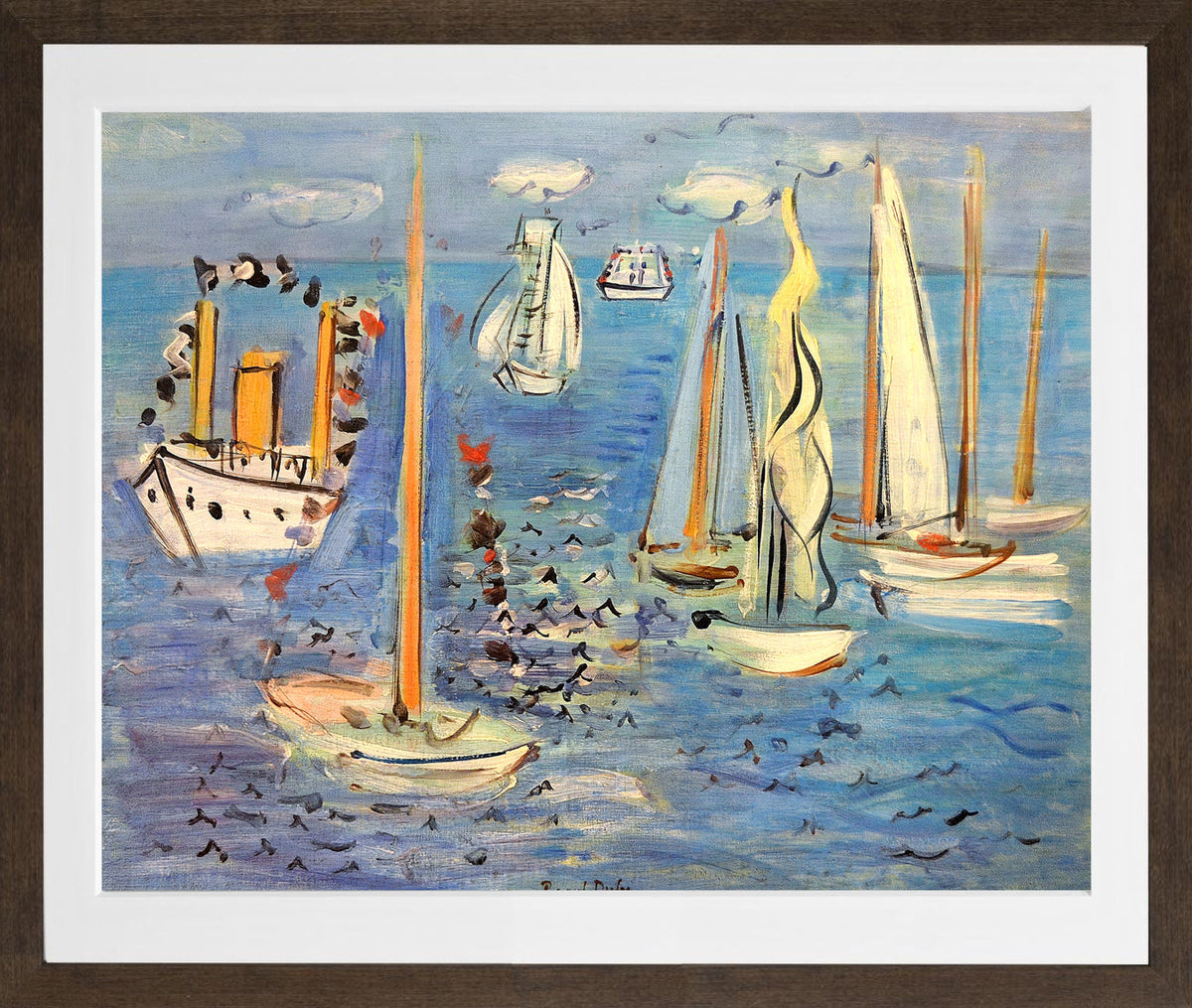 Raoul Dufy Print, 010 Bateaux pavoisés (1946)_10x8 in a brown frame