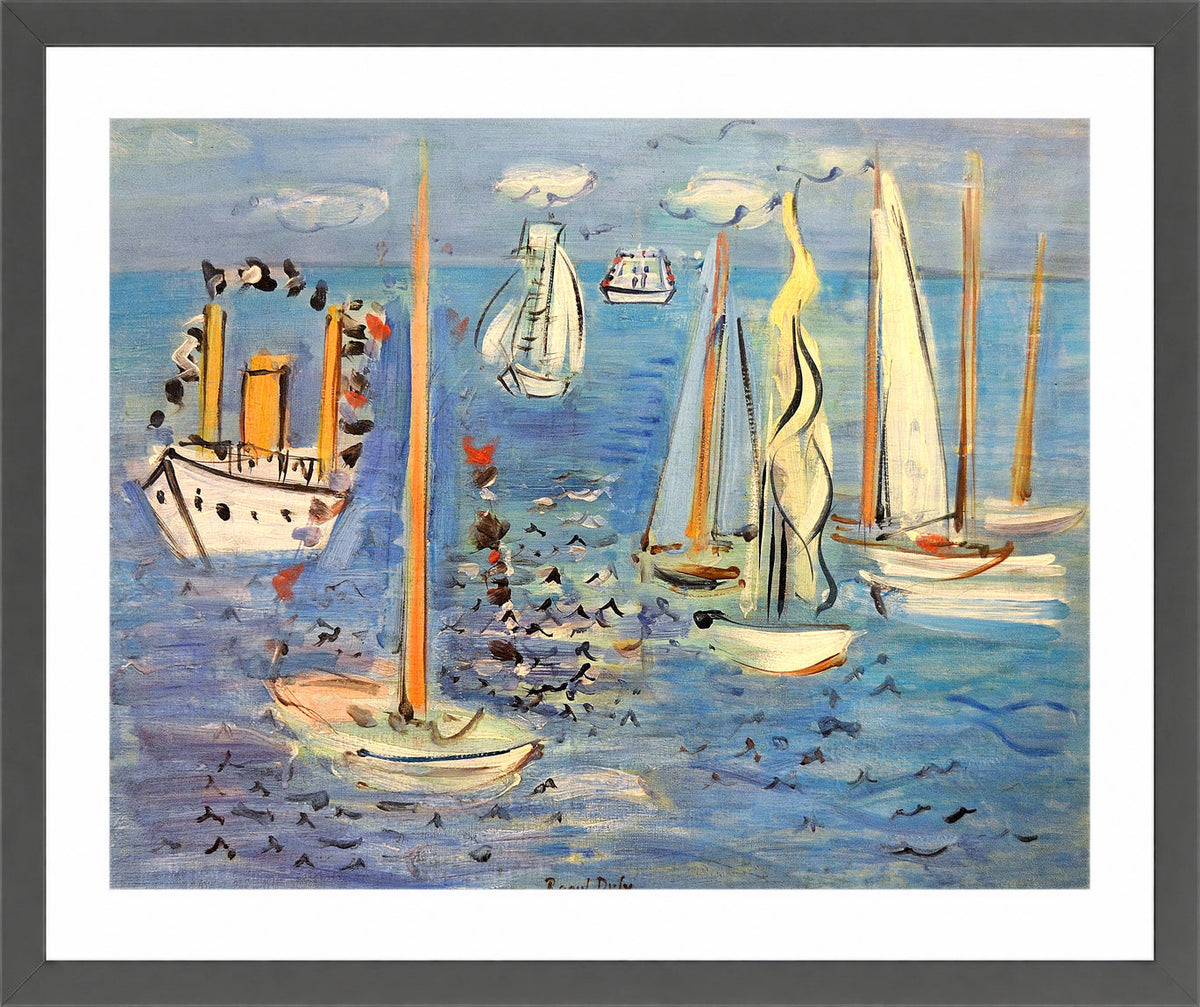 Raoul Dufy Print, 010 Bateaux pavoisés (1946)_10x8 in a dark grey frame