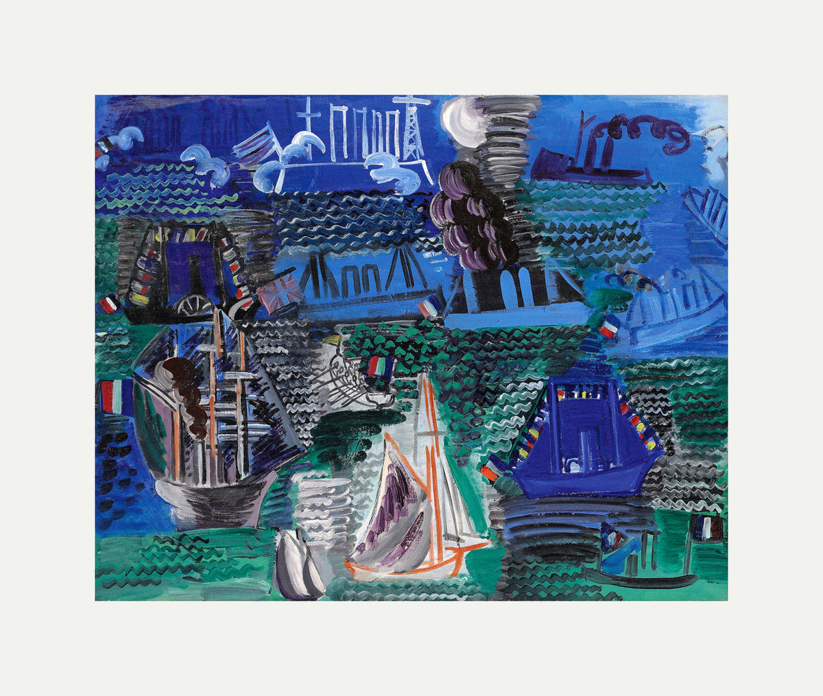 Raoul Dufy Print, 013 Boats (circa 1930)_10x8 with an off-white border for rolled canvas