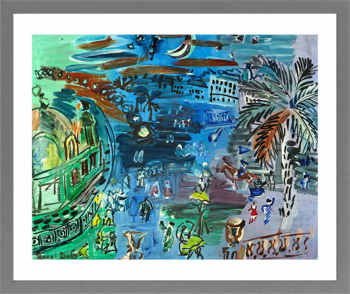 Raoul Dufy Print, 038 L’ancien casino de Nice de nuit_10x8 in a light grey frame