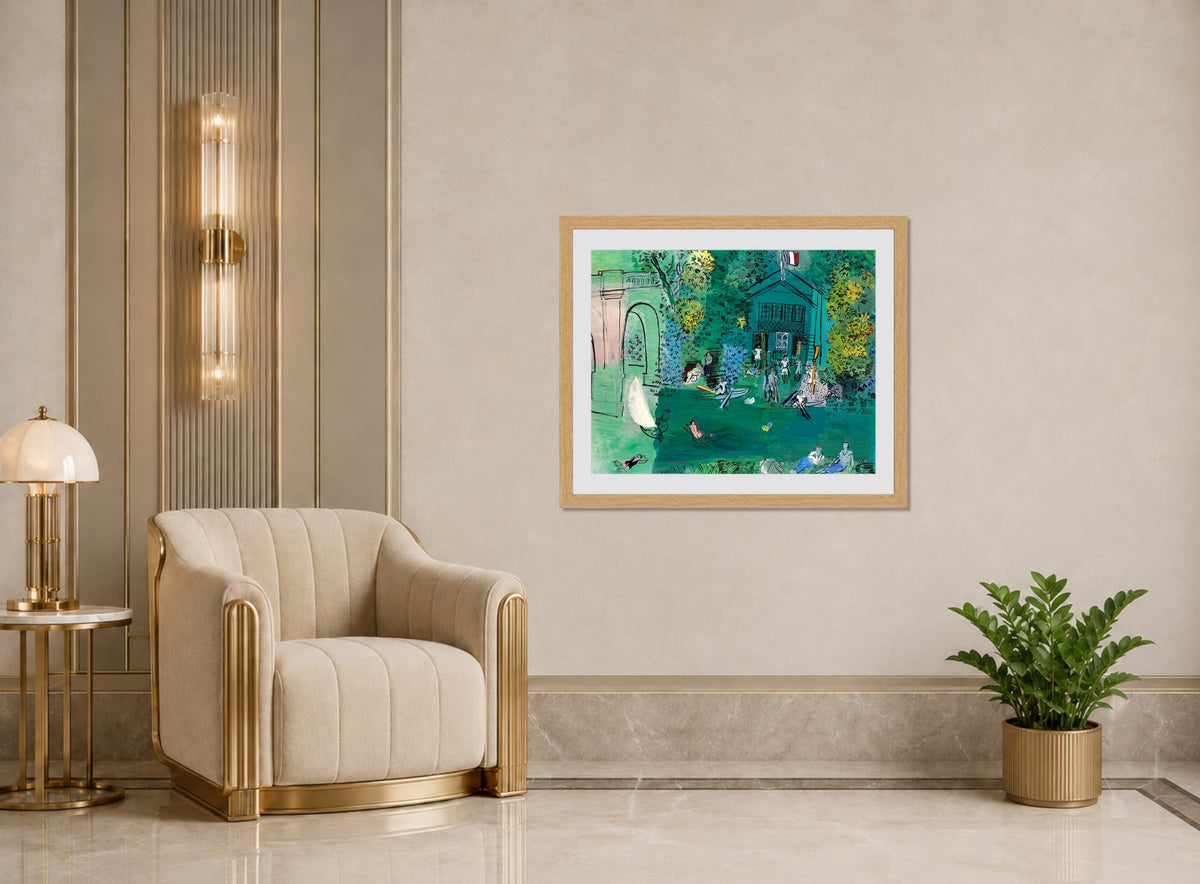 Raoul Dufy Print, 046 La Marne (1925)_10x8 displayed in an Art Deco interior